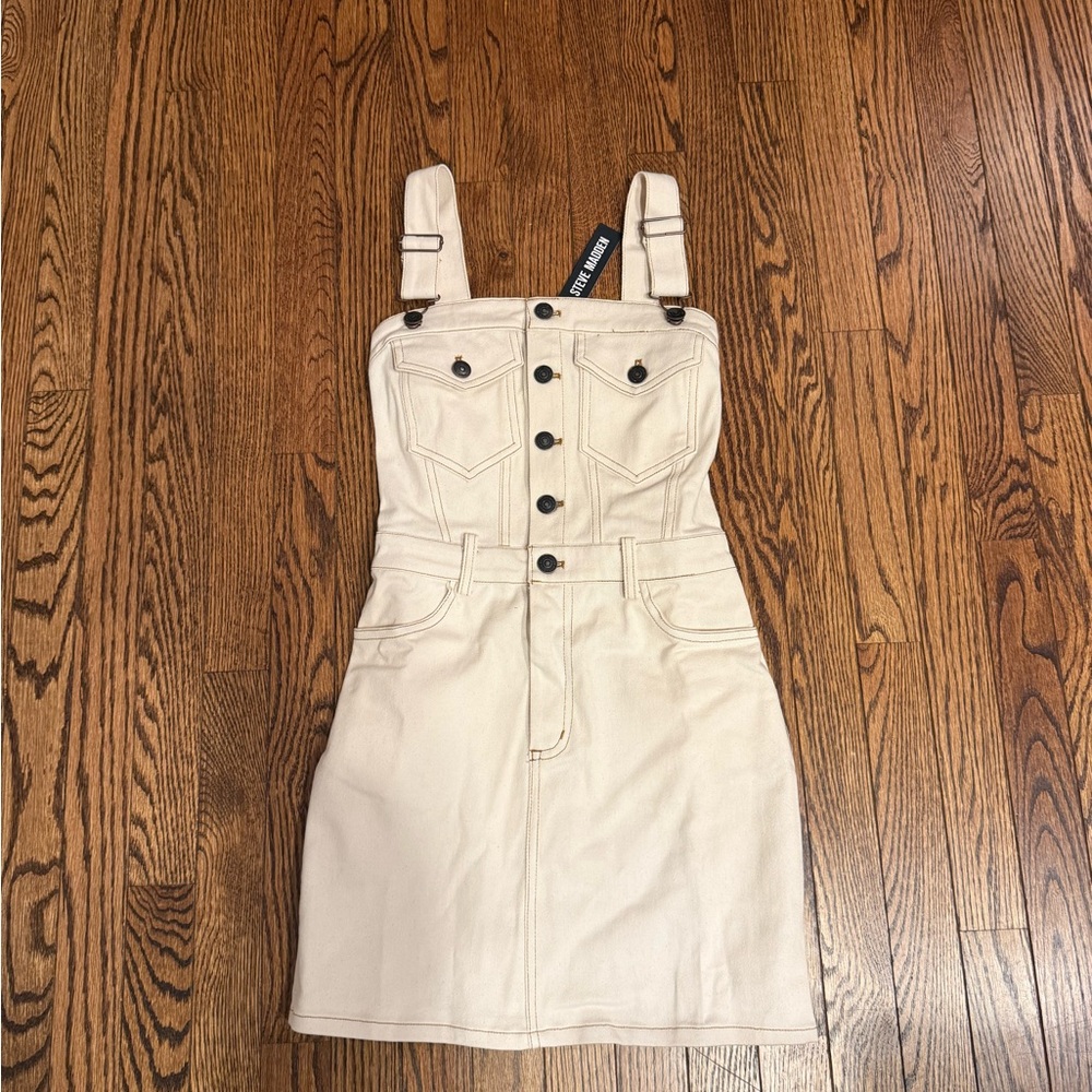 NWT Steve Madden Cream Button-Front Mini Dress